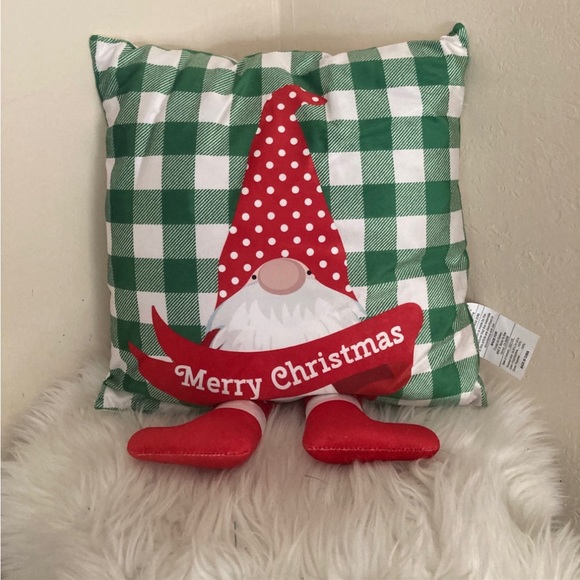 Target Other - New target Christmas gnome with hanging legs plaid green pillow 🎄